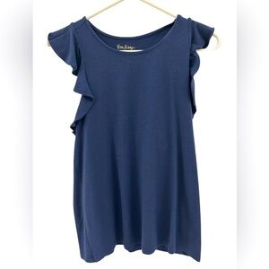 LILLY PULITZER Deep Blue Ruffle Sleeve Top
Size XS